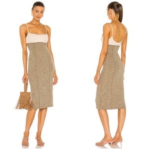 Song of Style Two-Tone Gillian Midi Dress In Taupe